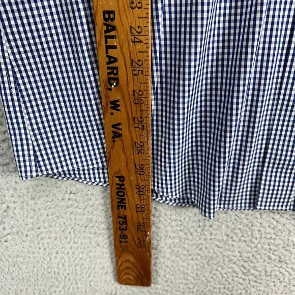 Brooks Brothers Shirt Mens 17-33 Regent Blue Check Supima Cotton Dress Button Up